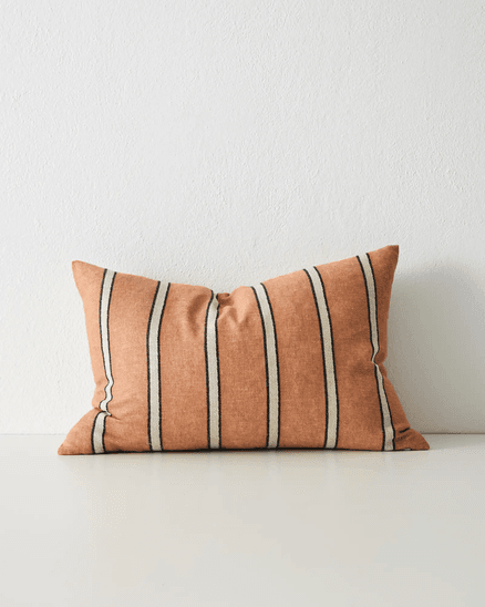 Weave Home Vinnie Striped Cushion - Terracotta | Square and Lumbar