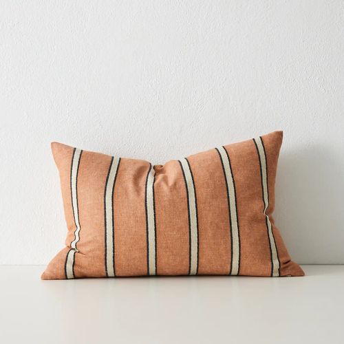 Weave Home Vinnie Striped Cushion - Terracotta | Square and Lumbar