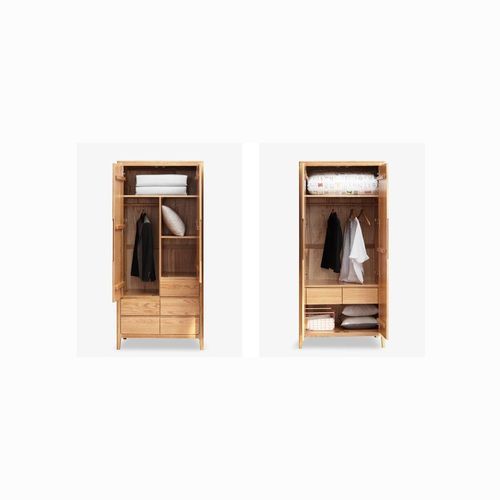 Seattle Natural Solid Oak Double Wardrobe