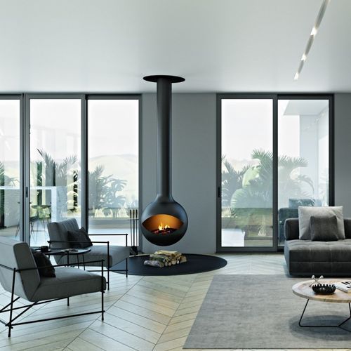 Zen Suspended Occio Wood Fireplace