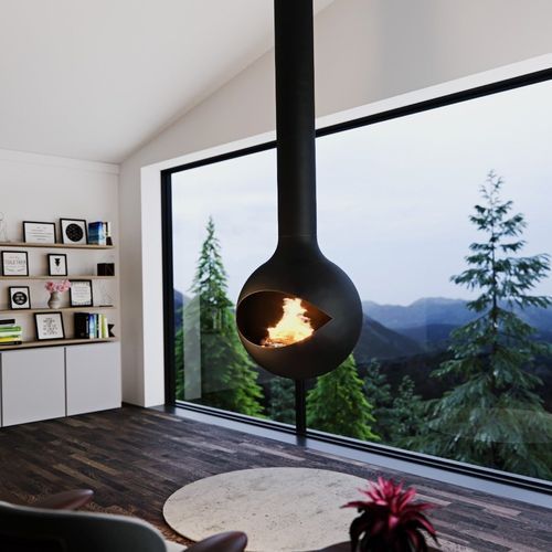 Zen Suspended Occio Wood Fireplace