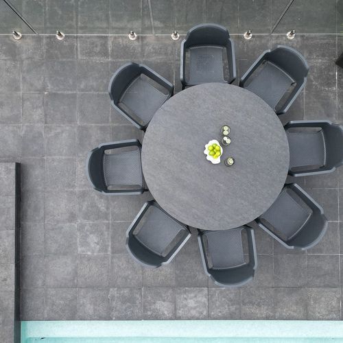 Adele Round Ceramic Table With Bailey Chairs 9pc Outdoor Dining Setting