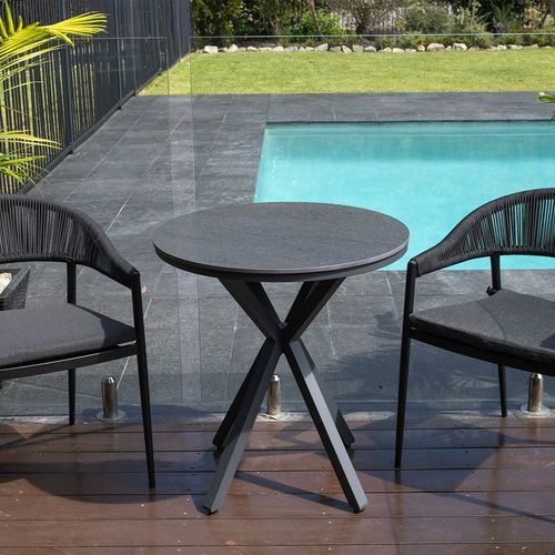 Adele Round Ceramic Table With Nivala Chairs 3pc Outdoor Dining Setting