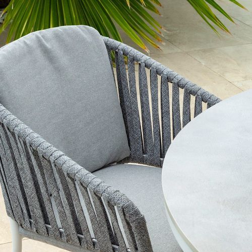 Adele Round Ceramic Table With Melang Chairs 5pc Outdoor Dining Setting