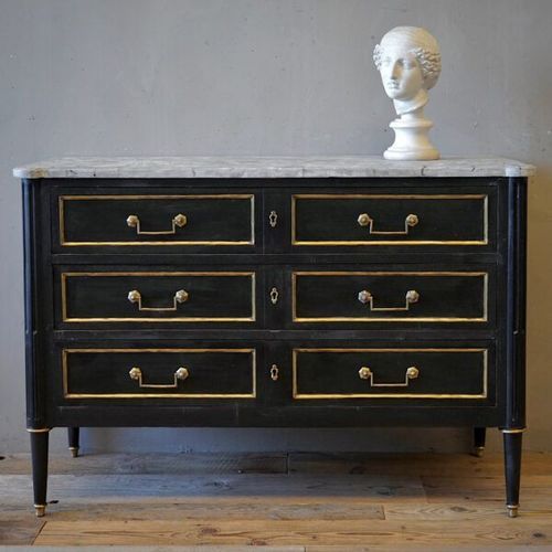 French Louis XVI Black Commode