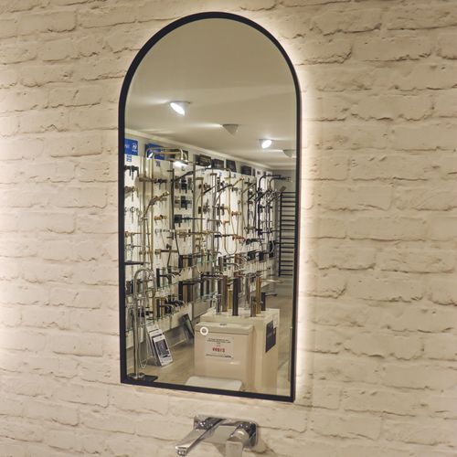 Solace Arch Black Framed Led Mirror 450X900Mm