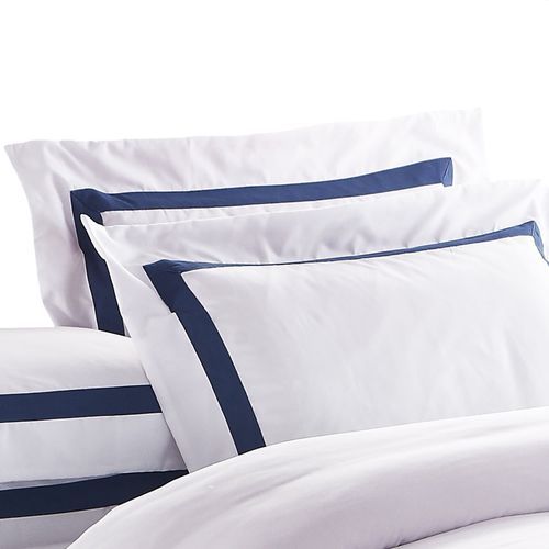 Ava Collection European Pillowcase Set - Navy Trim