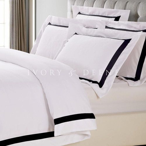 Ava Collection White Quilt Cover Set - Black Trim