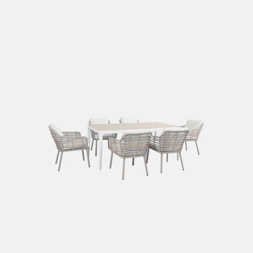 Belmore 7pc Aluminium and Rattan Outdoor Dining Set