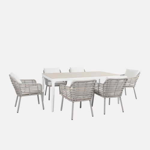 Belmore 7pc Aluminium and Rattan Outdoor Dining Set