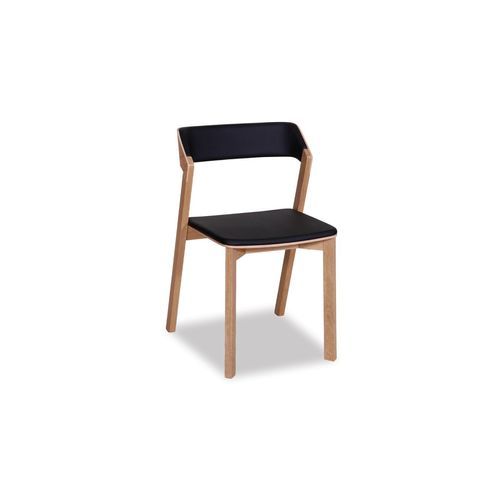 Merano Dining Chair - Natural Oak - Black Pad - by TON