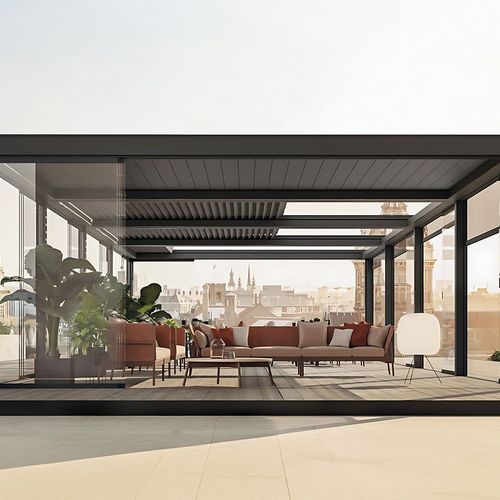 Mediterranean Motorised Retractable Louvre Roof System