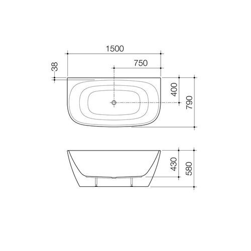 Caroma Contura II 1500mm Back to Wall Freestanding Bath - Matte White