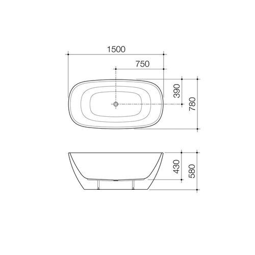 Caroma Contura II 1500mm Freestanding Bath - Matte Clay