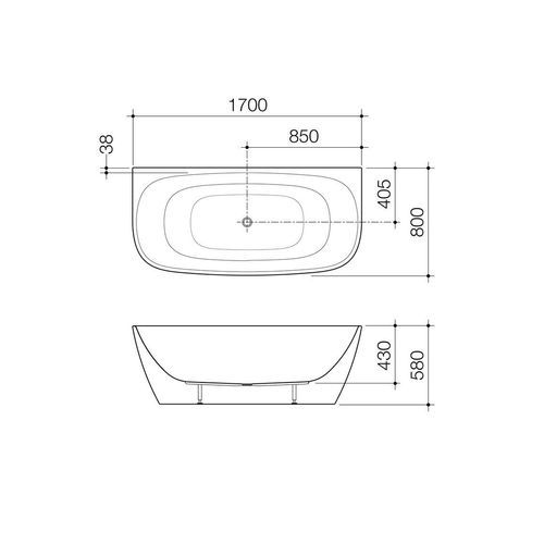 Caroma Contura II 1700mm Back to Wall Freestanding Bath - Matte White