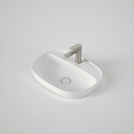 Caroma Contura II 530mm Inset Basin with Tap Landing (1 Tap Hole) - Matte White