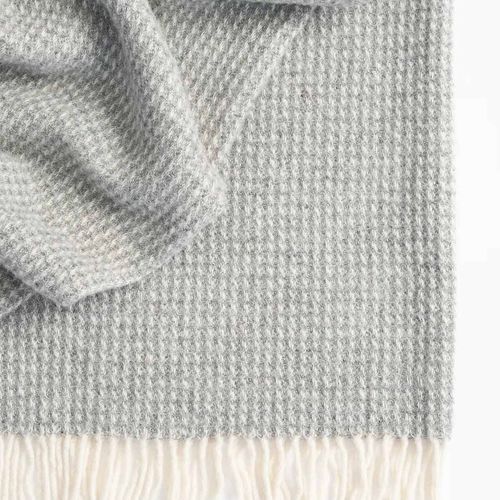 Weave Home Breckon Wool Throw Blanket - Fog | NZ Made | Waffle