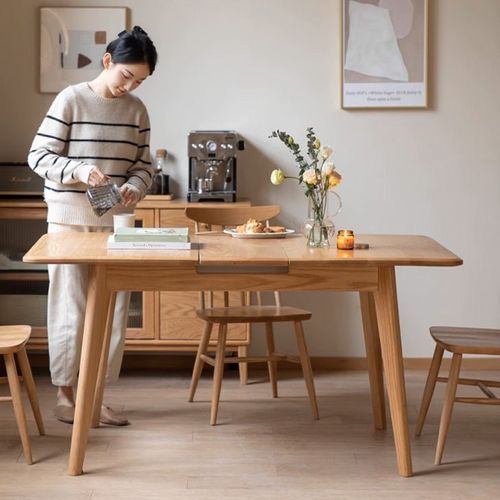 Bremen Natural Solid Oak Extending Dining Table