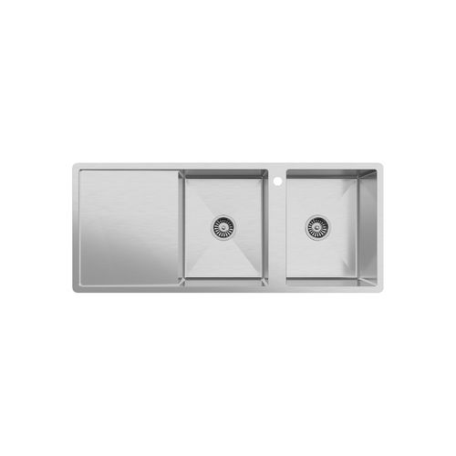 Theo 1200x500 Double Bowl with Drain Board Sink With Taphole Left Hand Drainboard