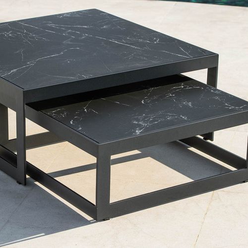 Burford Ceramic Square Coffee Table Set