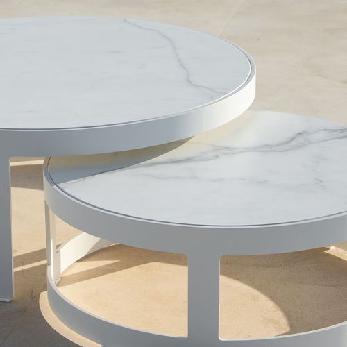 Burford Ceramic Round Coffee Table Set
