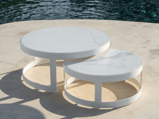 Burford Ceramic Round Coffee Table Set