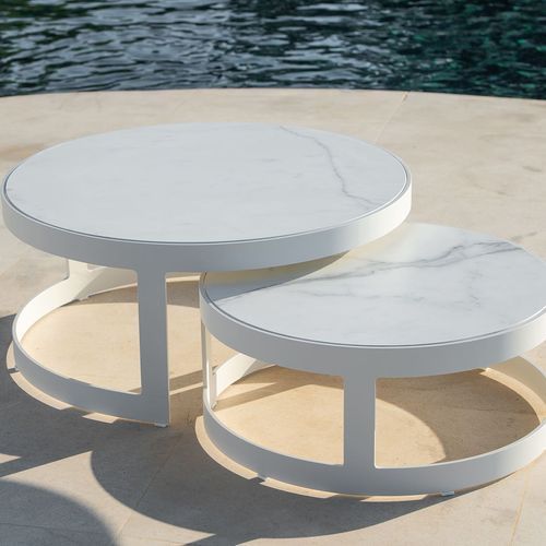 Burford Ceramic Round Coffee Table Set