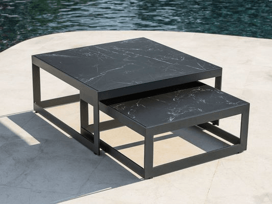 Burford Ceramic Square Coffee Table Set