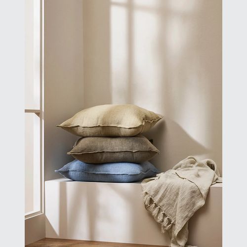 Baya Cassia Handwoven 100% Linen Cushion - Chambray | Square