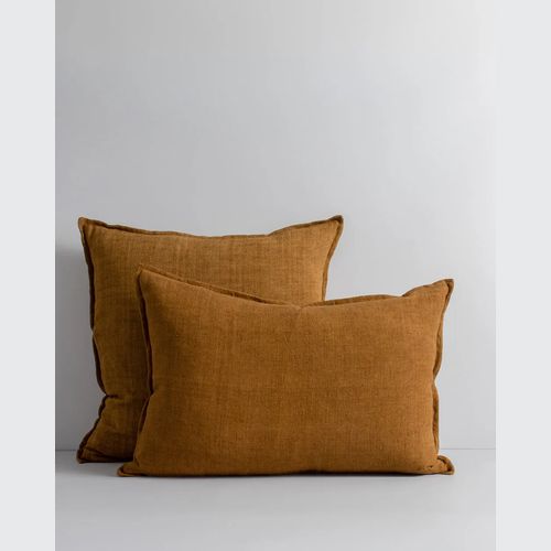 Cassia Handwoven 100% Linen Cushion - Tobacco | Square