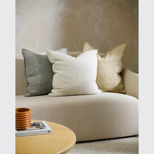 Baya Cassia Handwoven 100% Linen Cushion - Putty | Square