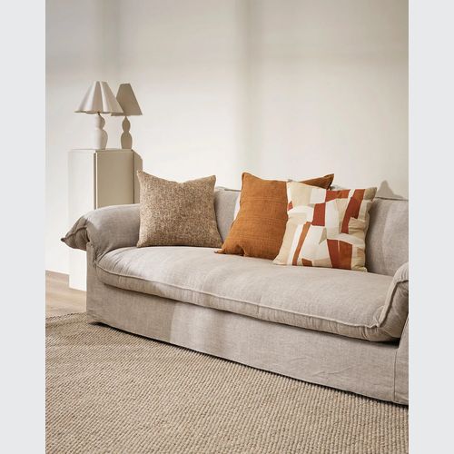 Cassia Handwoven 100% Linen Cushion - Tobacco | Square