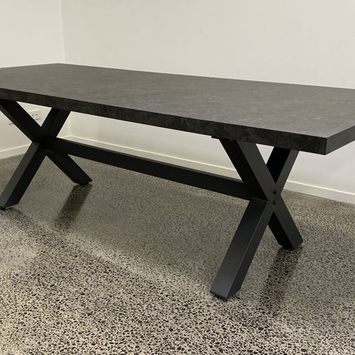 Modena Ceramic X Leg Outdoor Dining Table 240cm | Charcoal