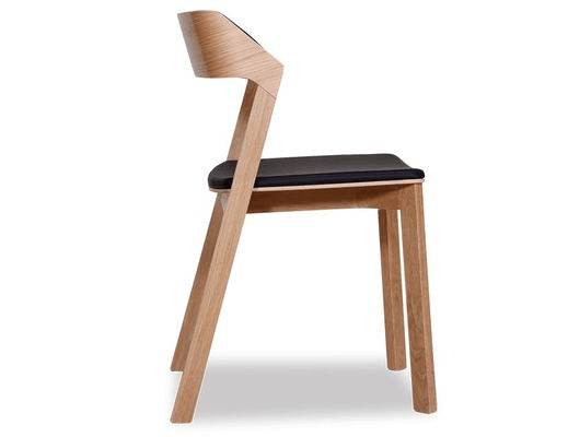 Merano Dining Chair - Natural Oak - Black Pad - by TON