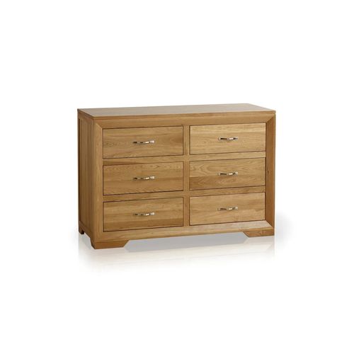 Chamfer Natural Solid Oak Chest of 6 Drawers