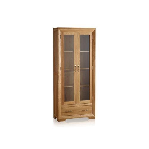 Chamfer Natural Solid Oak Glazed Display/Book Cabinet