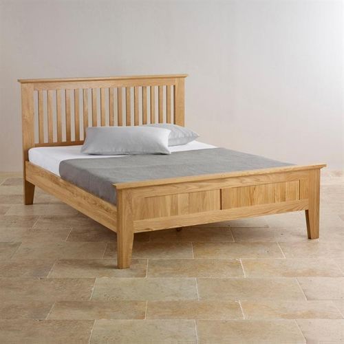 Chamfer Solid Oak Queen Size Bed Frame - Clearance