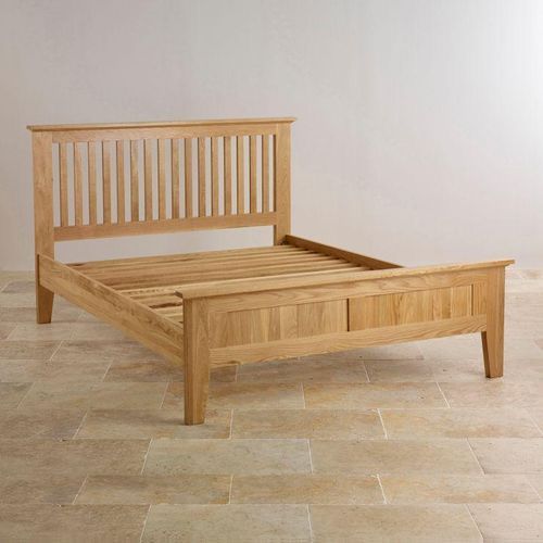 Chamfer Solid Oak Queen Size Bed Frame - Clearance