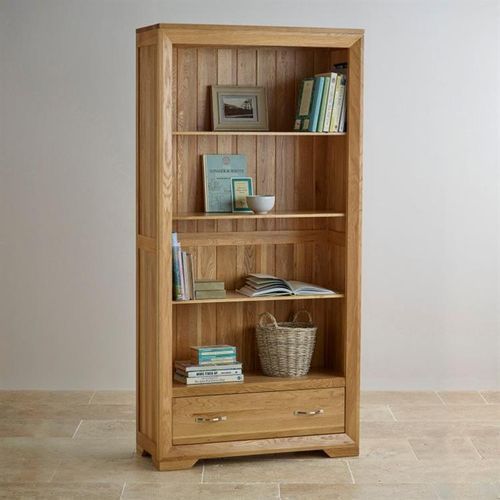 Chamfer Natural Solid Oak Large Bookcase