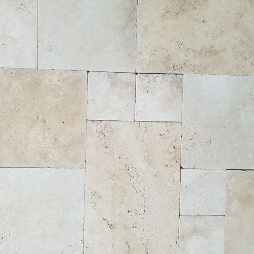 12mm Classic Linen Travertine French Pattern Tiles  - Tumbled & Unfilled  - Select Grade