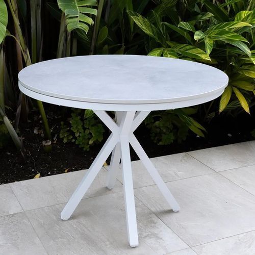 Cove Round Ceramic Outdoor Dining Table 100cm | White