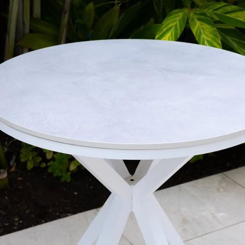 Cove Round Ceramic Outdoor Dining Table 100cm | White