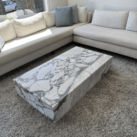 Block Coffee Table-Milky Bleu Marble | Natural Stone Co.
