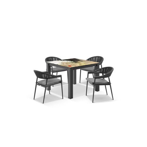 Domiziani Roccia Lava Stone Table With Nivala Chairs