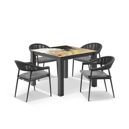 Domiziani Roccia Lava Stone Table With Nivala Chairs