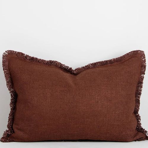 Baya Dover Cushion - Brick | Lumbar with Fringe