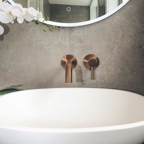 Code Dusk Wall Mounted Basin Mixer Brushed Copper