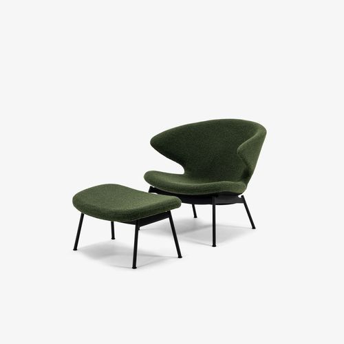 Ella Tubular Lounge Chair-Orsetto-Moss-Black