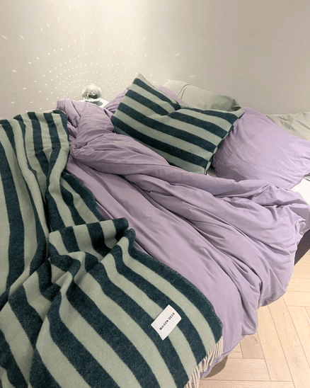 Maison Deux Candy Wrap - Green Sage | Large Reversible Wool Throw