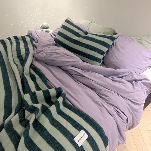 Maison Deux Candy Wrap - Green Sage | Large Reversible Wool Throw
